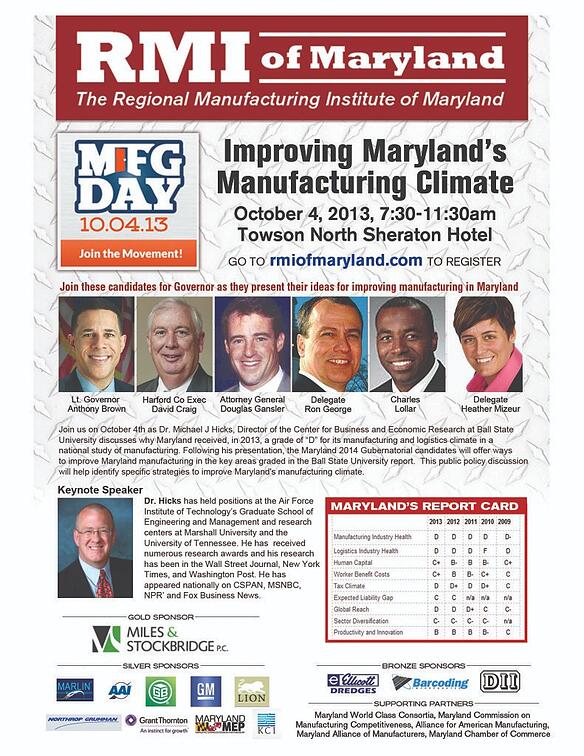 Regional Manufacturing Institute RMI of Maryland Oct 4 event