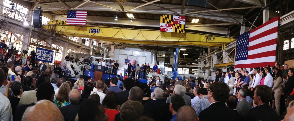 President Obama at Ellicott Dredges in Baltimore