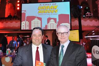 Marlin Steel President Drew Greenblatt and Harvard University professor Michael Porter, founder and chairman of the Initiative for a Competitive Inner City
