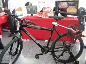 Bike-powered chicken plucker