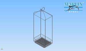 the wire ring at the top makes it easy to attach this basket to a hoist, while the long wire cage keeps said hoist well clear of the vapors in the degreasing process.