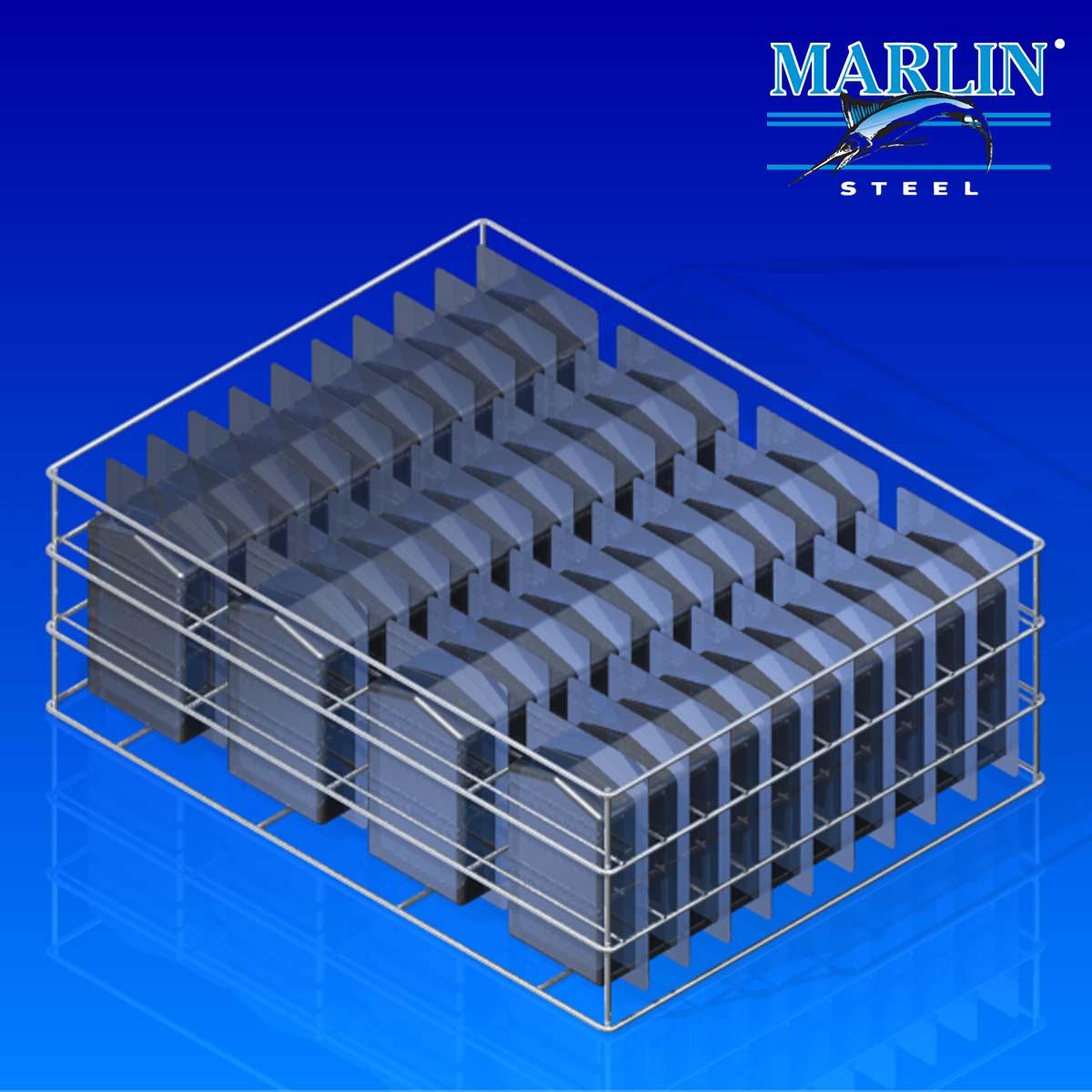 Marlin Steel Wire Basket with Dividers 371003