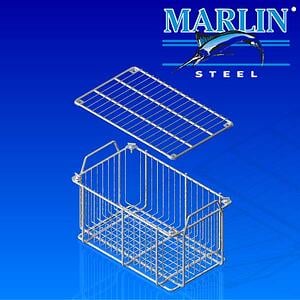 wire material handling baskets such as this one are ideal for parts washing applications.
