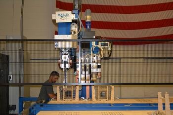 The Ideal welder has an enormous welding table, more than twice the size of a standard automated welder.