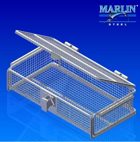 Robust Custom Parts Washing Basket with Hinges, Lid, and Wire Mesh