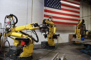 welding robots such as these help improve productivity and keep workers safe from direct exposure to common welding hazards.