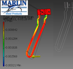 The color-coded image shows how much deviation from the design a product will suffer during use.