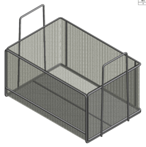 This washing basket uses an open design to allow parts to sit in any arrangement and to minimize interference with the wash process.