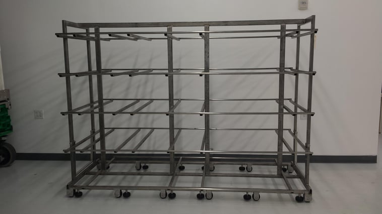 This particular cart is over twice as wide as a standard stainless steel cart.
