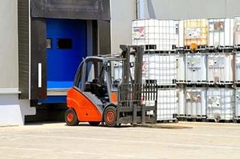 Forklift Parked at Industrial Chemical Manufacturing Plant
