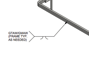 This marker indicates a bevel groove weld to be placed on both sides of the wire form.