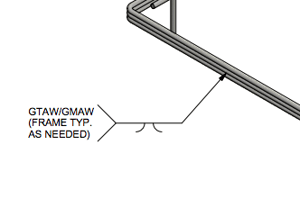 This marker indicates a bevel groove weld to be placed on both sides of the wire form. This marker indicates a bevel groove weld to be placed on both sides of the wire form.